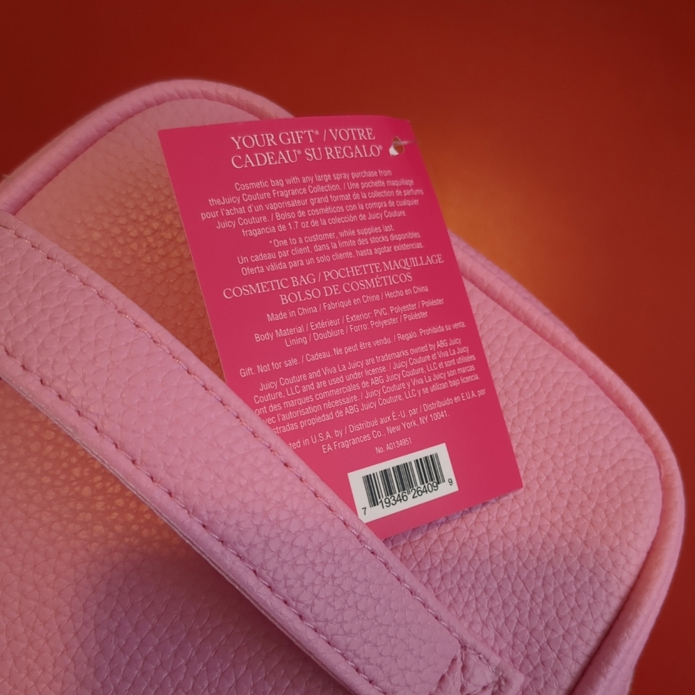 ‼️ NWT JUICY COUTURE Pink Travel Cosmetic Bag Zipper, Handle Makeup - Picture 3 of 8